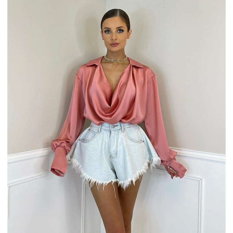 V-Neck Long Sleeve Blouse