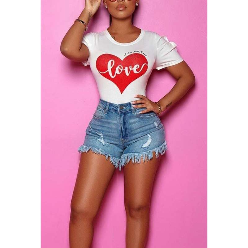 Lovely Casual Tassel Design Blue Shorts