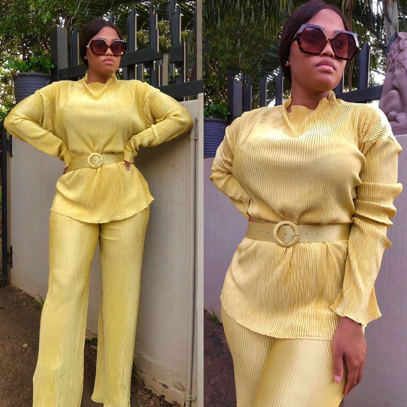 Long Sleeve Pleated Set