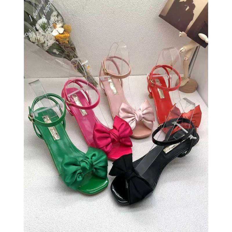 Satin Bow ties Short Heel Shoes