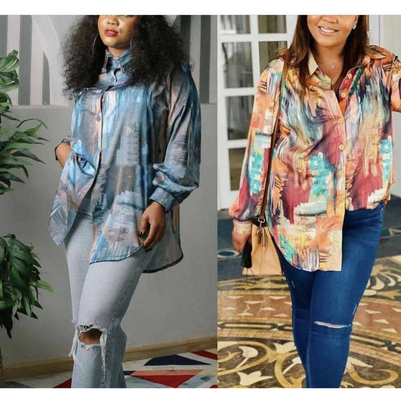 Tie Dye Print Shirt - ORANGE / XXL