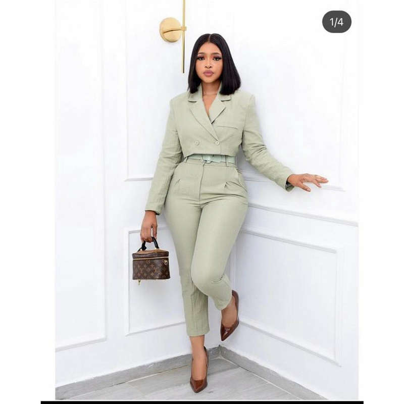 Crop Blazer and Pants Formal Suits