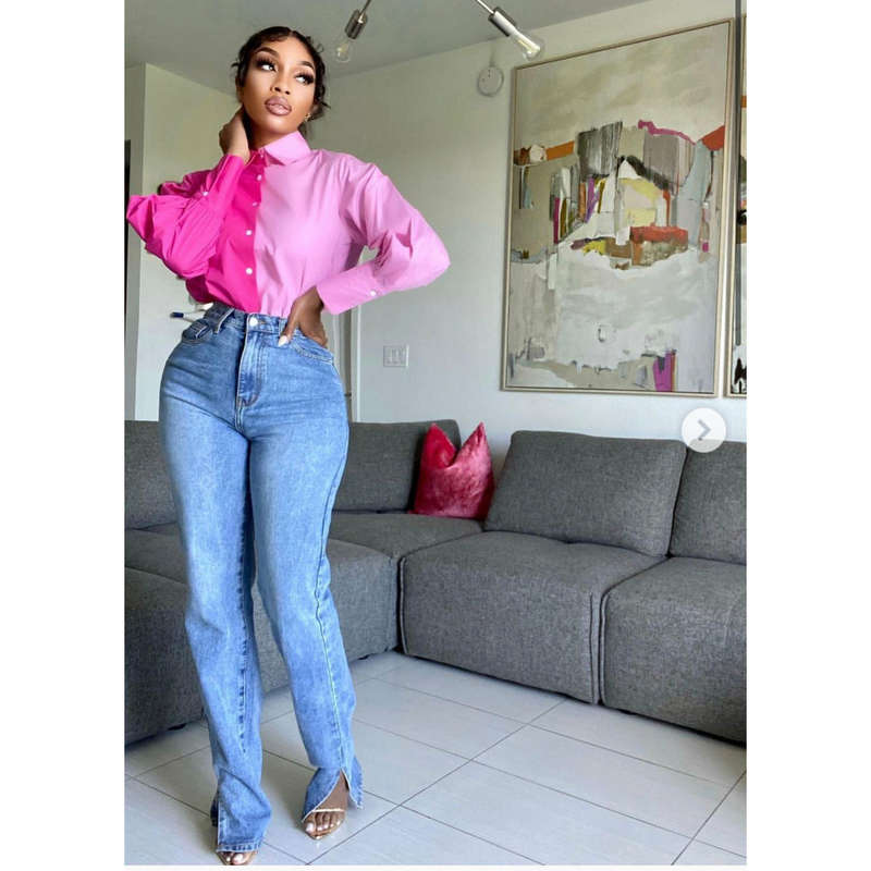 Color block long sleeve shirt