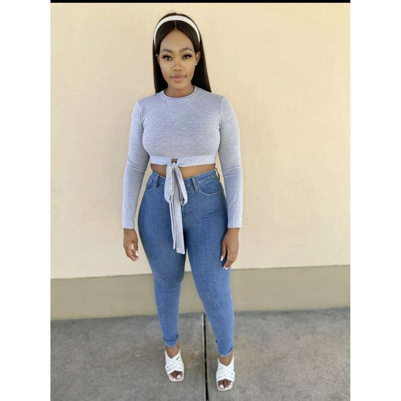 Long-Sleeved Round Neck Cutout Top