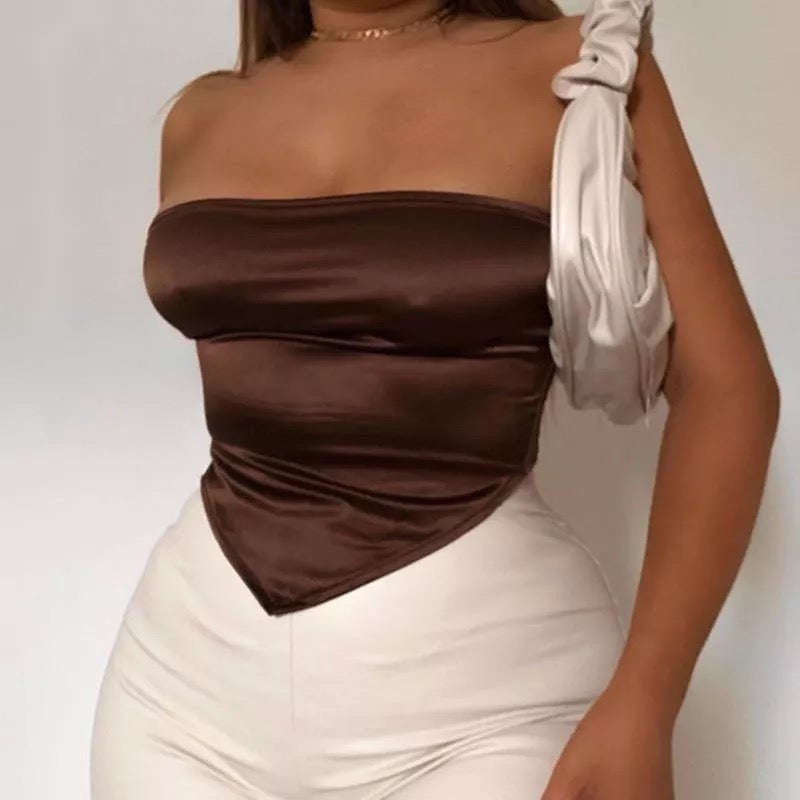 Summer Strapless Scarf Crop Top