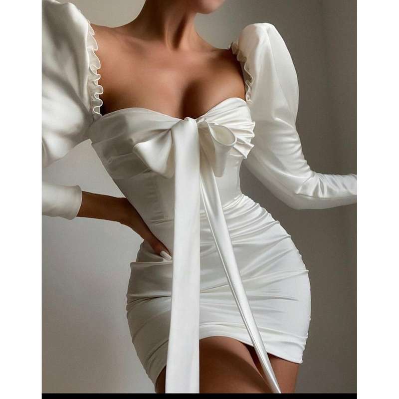 Sexy Square Collar Lace-up Dress