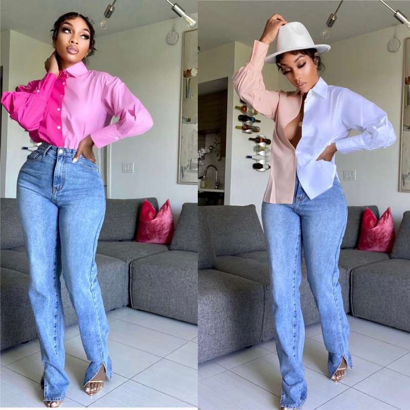 Color block long sleeve shirt