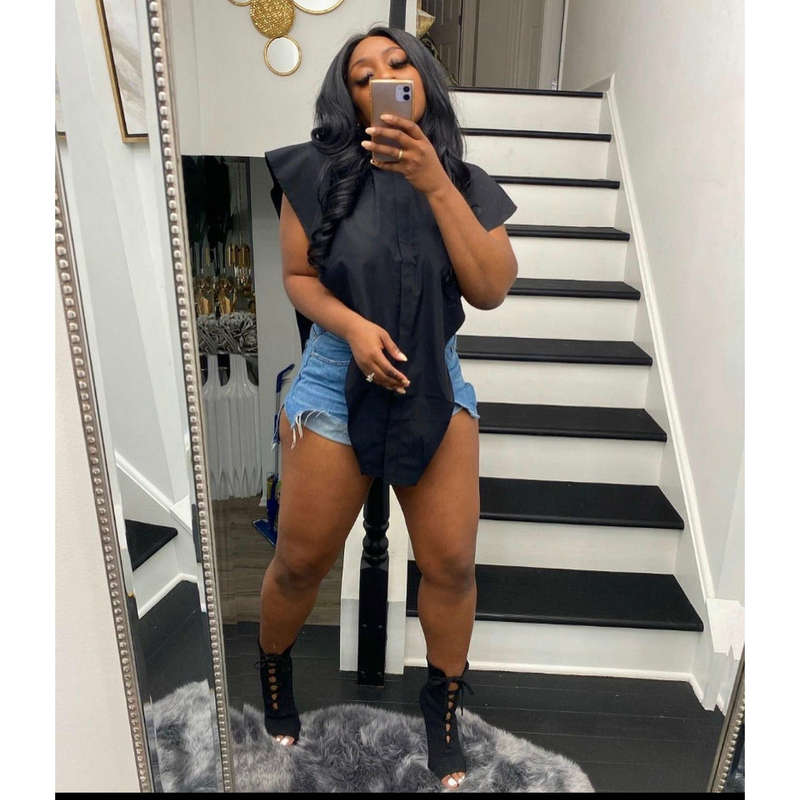 Sexy Lapel Sleeveless Cover Blouse Shirt