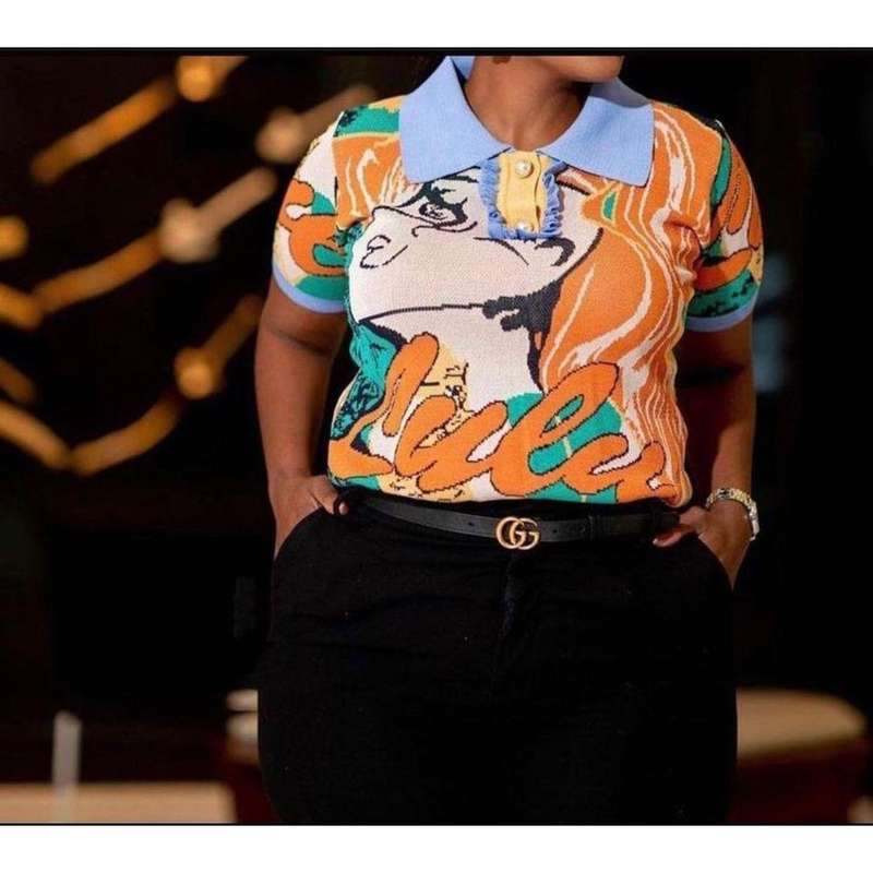 Printed Pattern Lapel Knitted