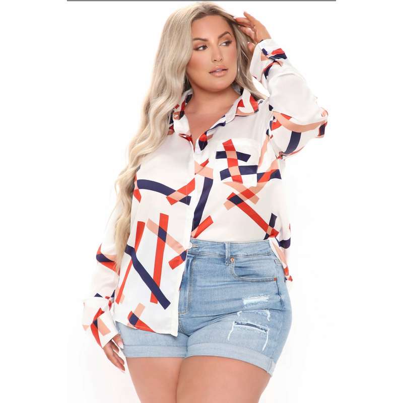 Irregular Lining Print Blouse