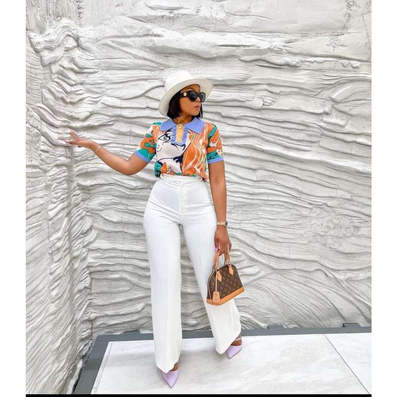Printed Pattern Lapel Knitted