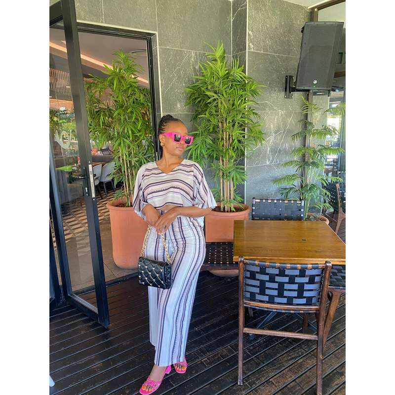 Striped High Waisted Pant and Crop Set