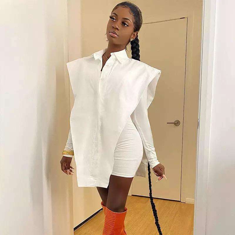 Sexy Lapel Sleeveless Cover Blouse Shirt