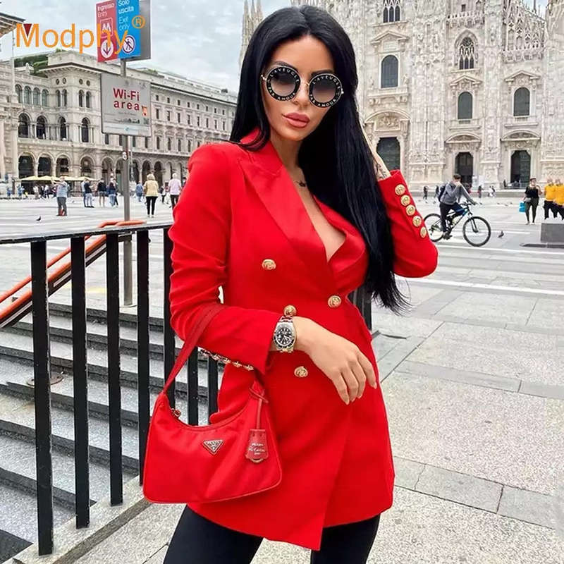 Double Breasted Long Blazer