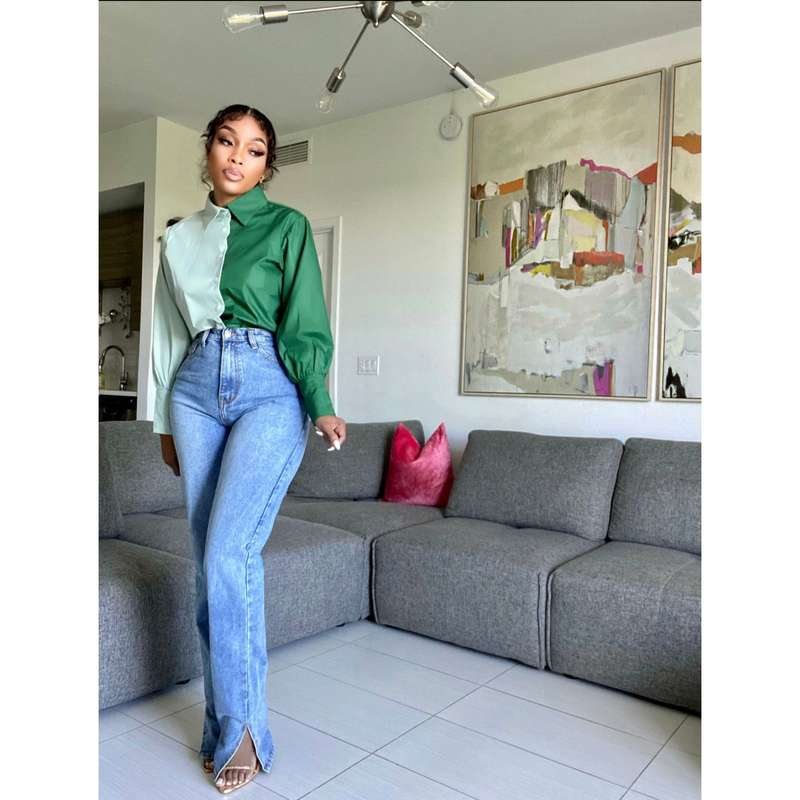 Color block long sleeve shirt