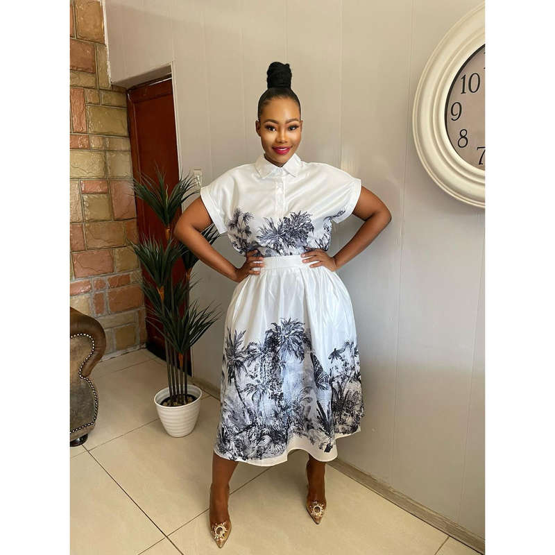 Forest Print Shirt and Skirt Set