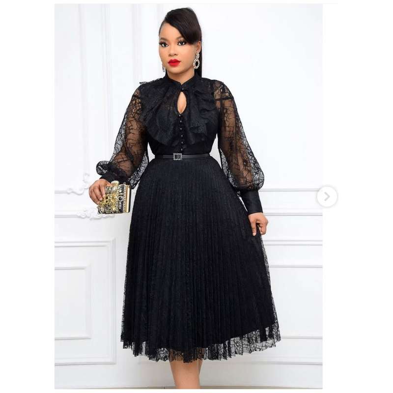 Pleated Lace Dress