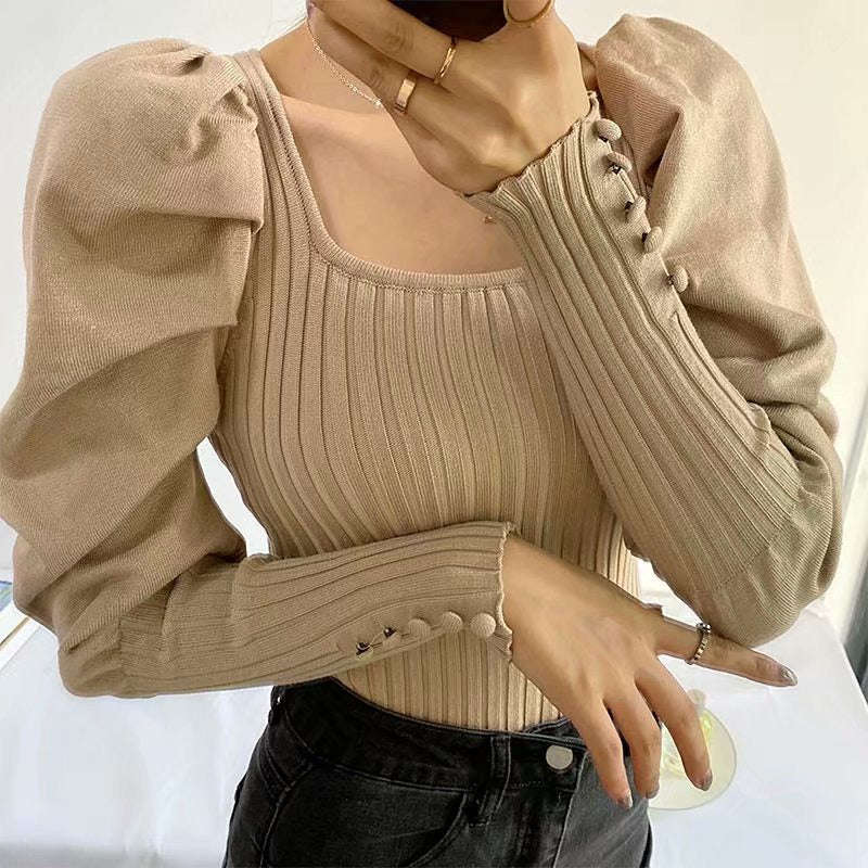 Knitted Puffy Shoulder Seater Bodysuit