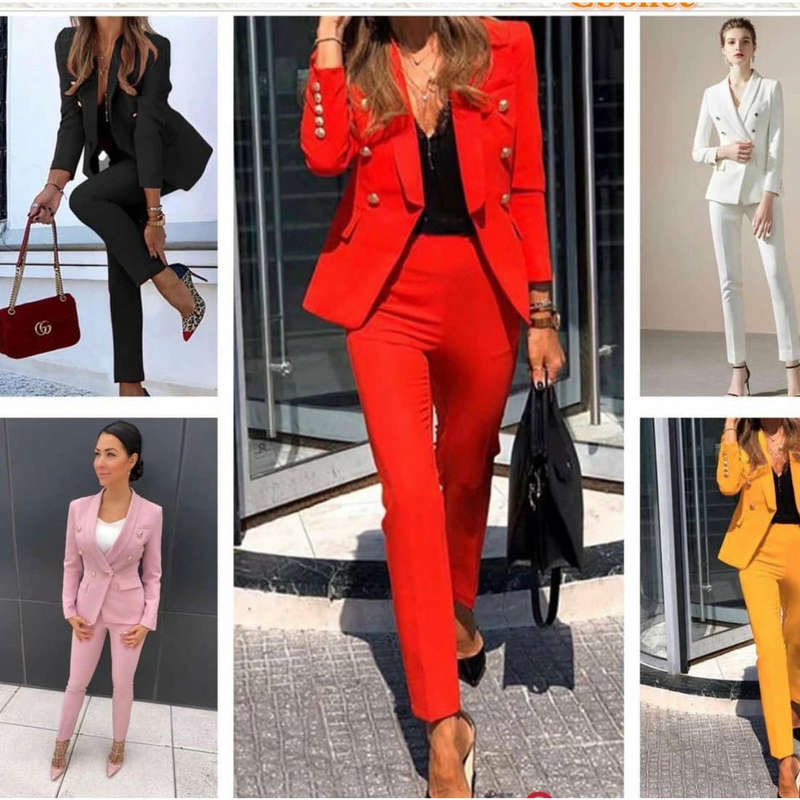 Formal  Suits Blazer And Pants Set - MUSTARD / 3XL