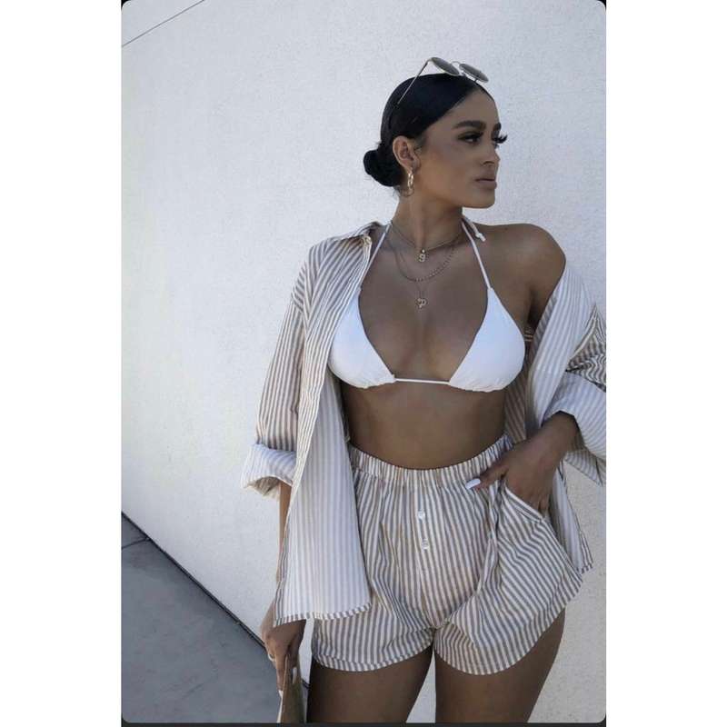Striped Casual Shorts and Shirt Set