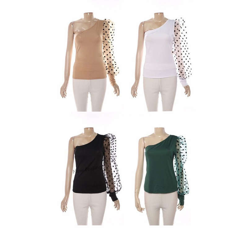 Polka Dot One Shoulder Top