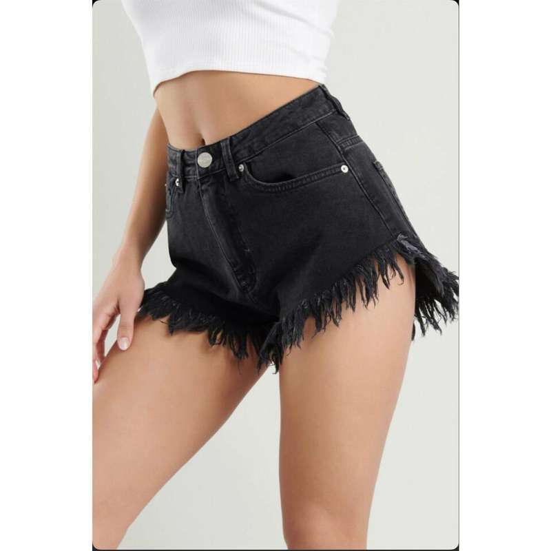 Distressed Black Bam Short