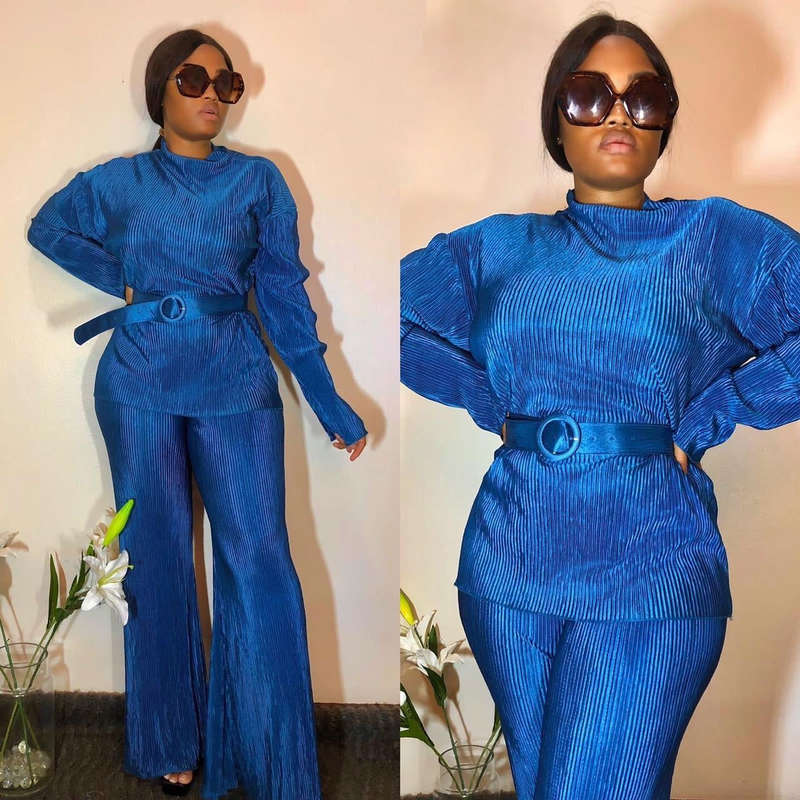 Long Sleeve Pleated Set