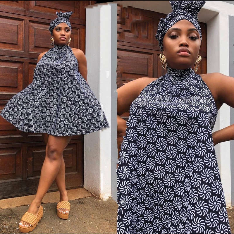 Sleeveless Mini Ankara Dress