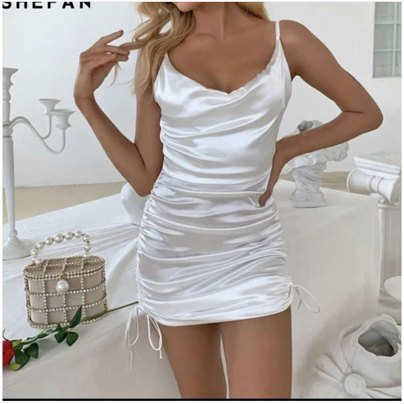Sleeveless Short Satin Mini Dress