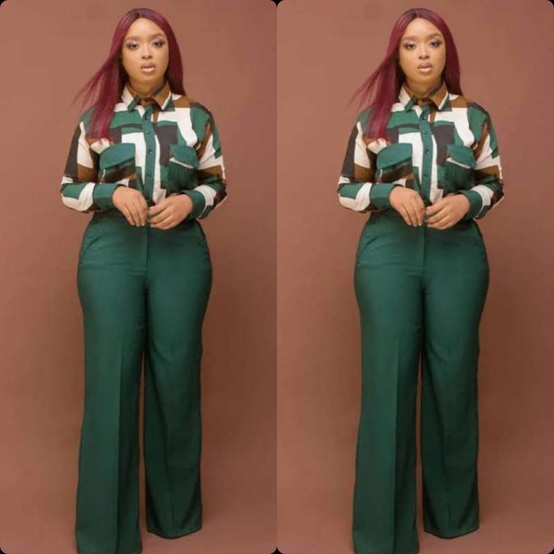 Wide-leg High waisted Pants & Printed Shirt Set