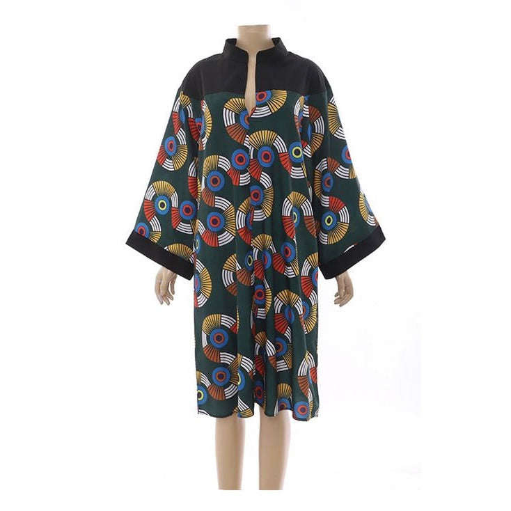 Print Bubble Plus-Size Dress - WHITE/BLACK / 4XL