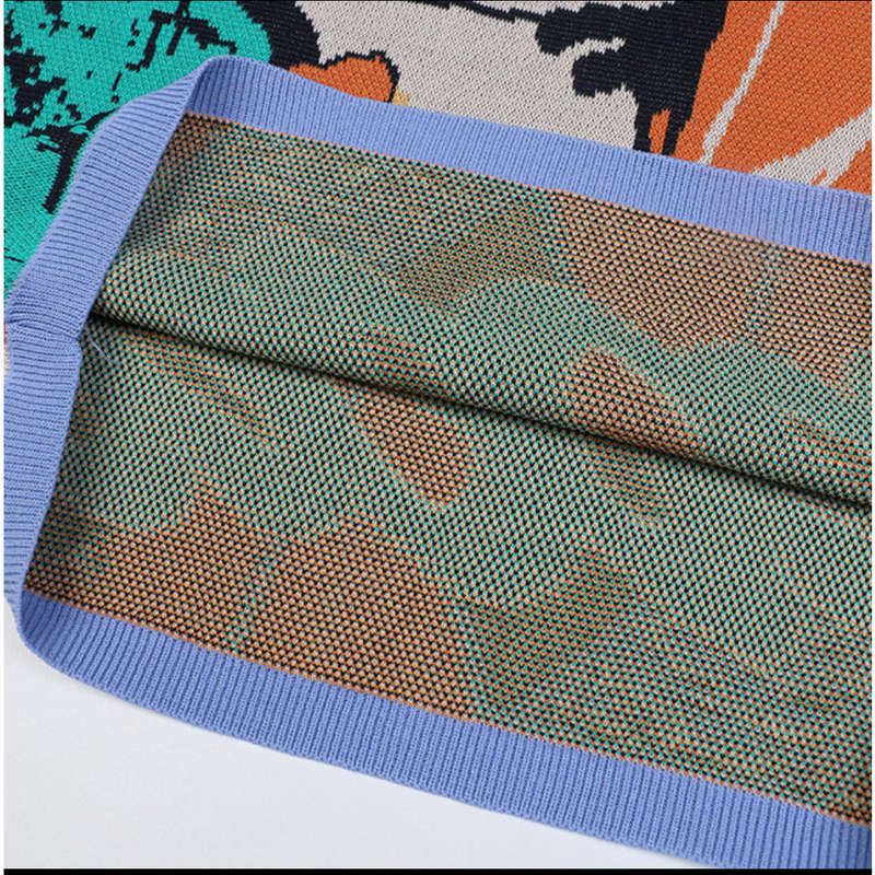Printed Pattern Lapel Knitted