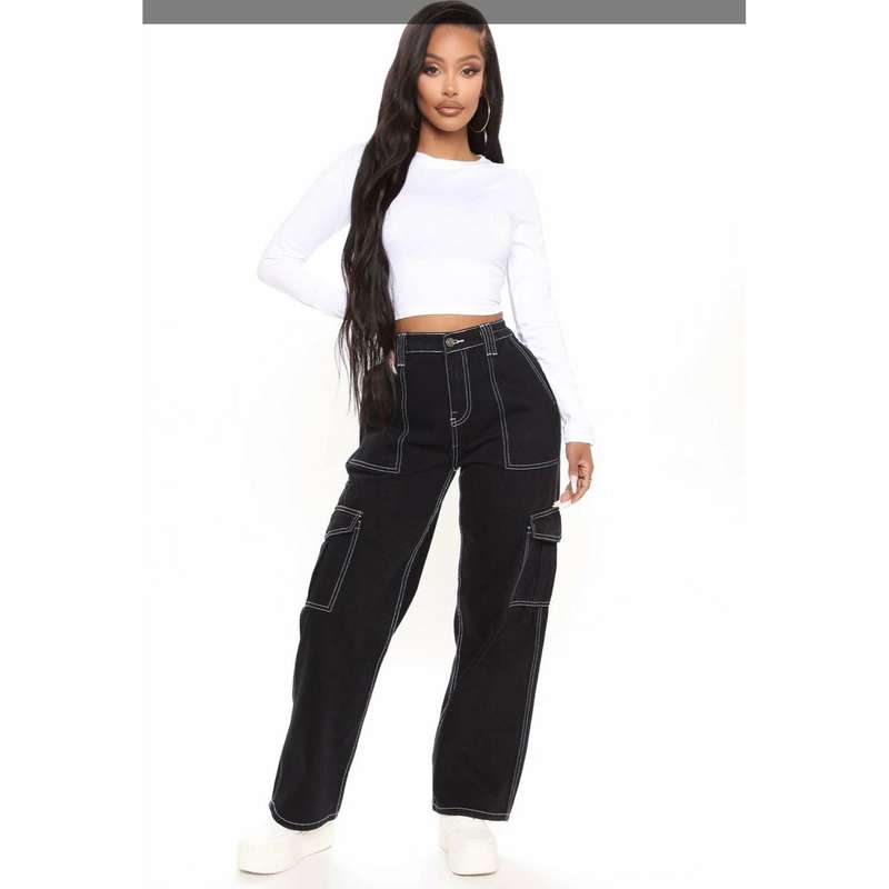 Low Rise Pocket Straight Leg Trousers Streetwear