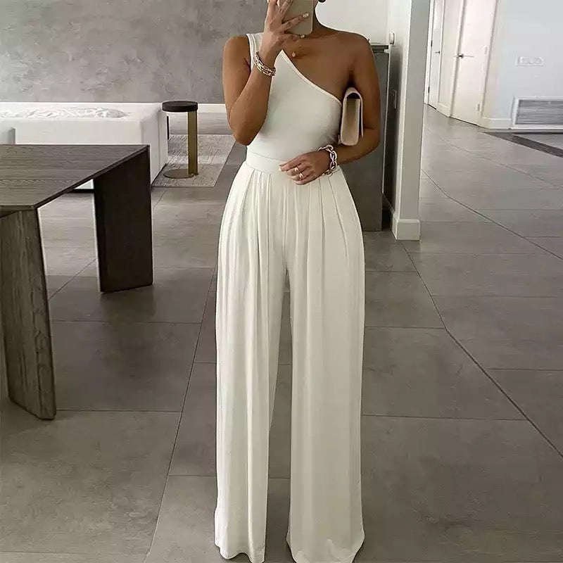 Wide Leg Pants and one Hand Bodysuit Set