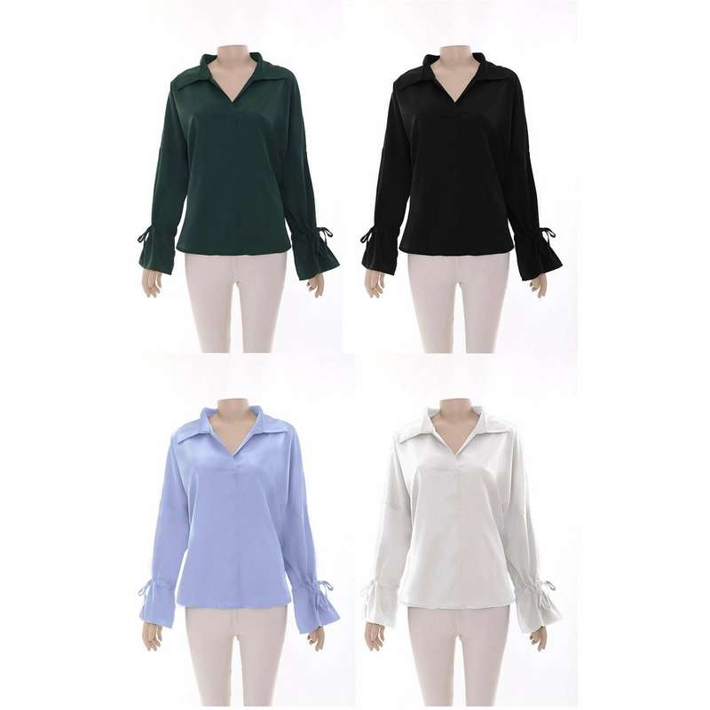 V-Neck Long Sleeve Blouse