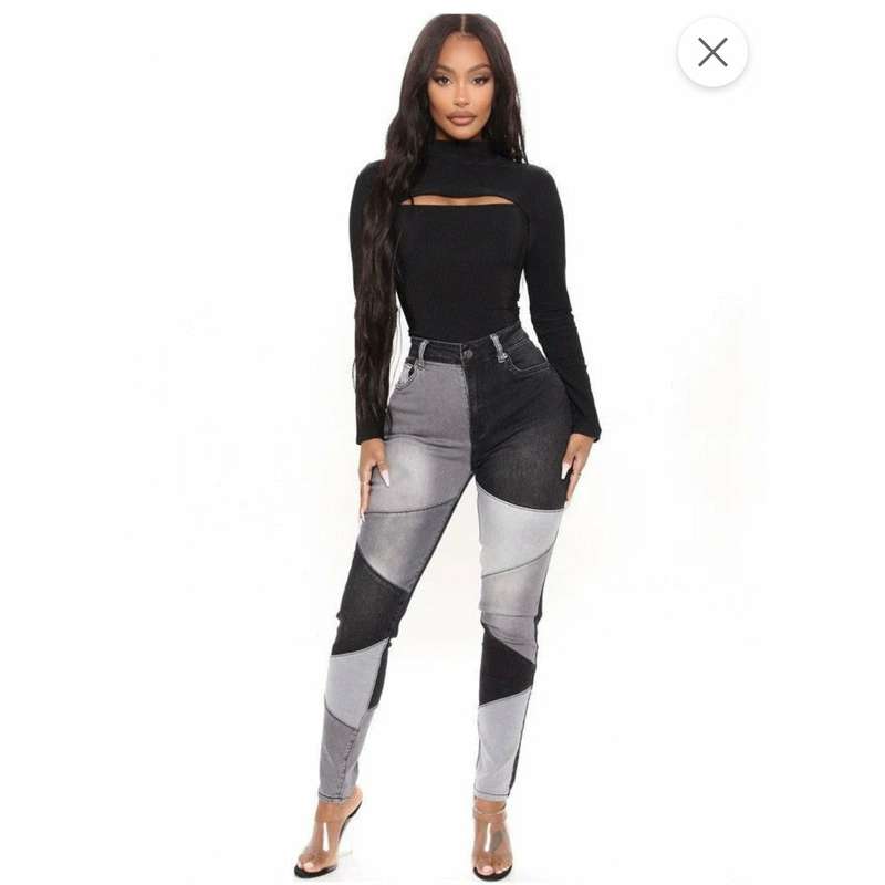 Two Tone High Waisted Jeans