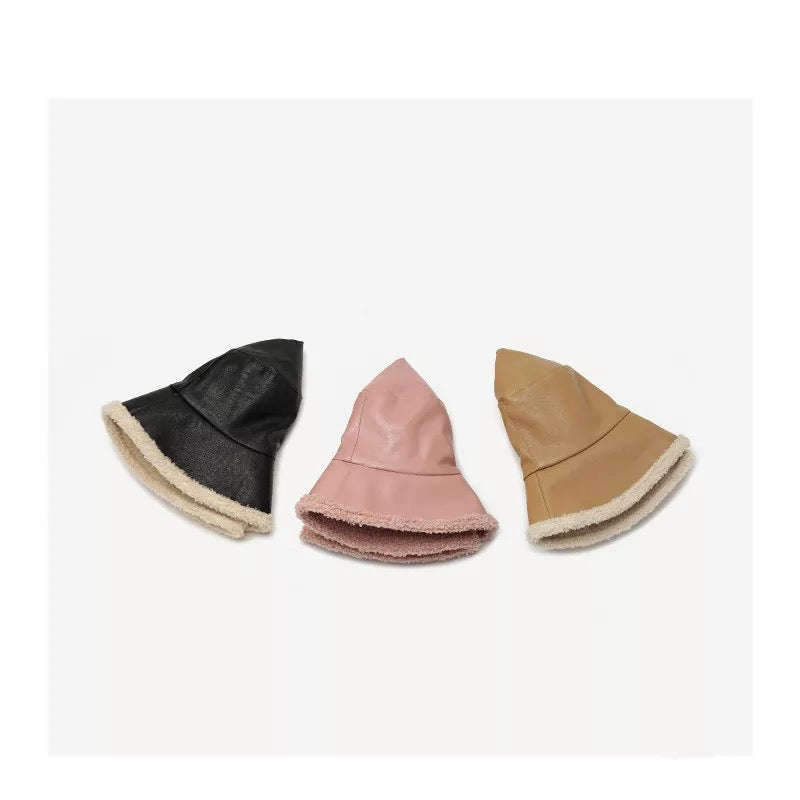 Winter Faux Leather Bucket Hat