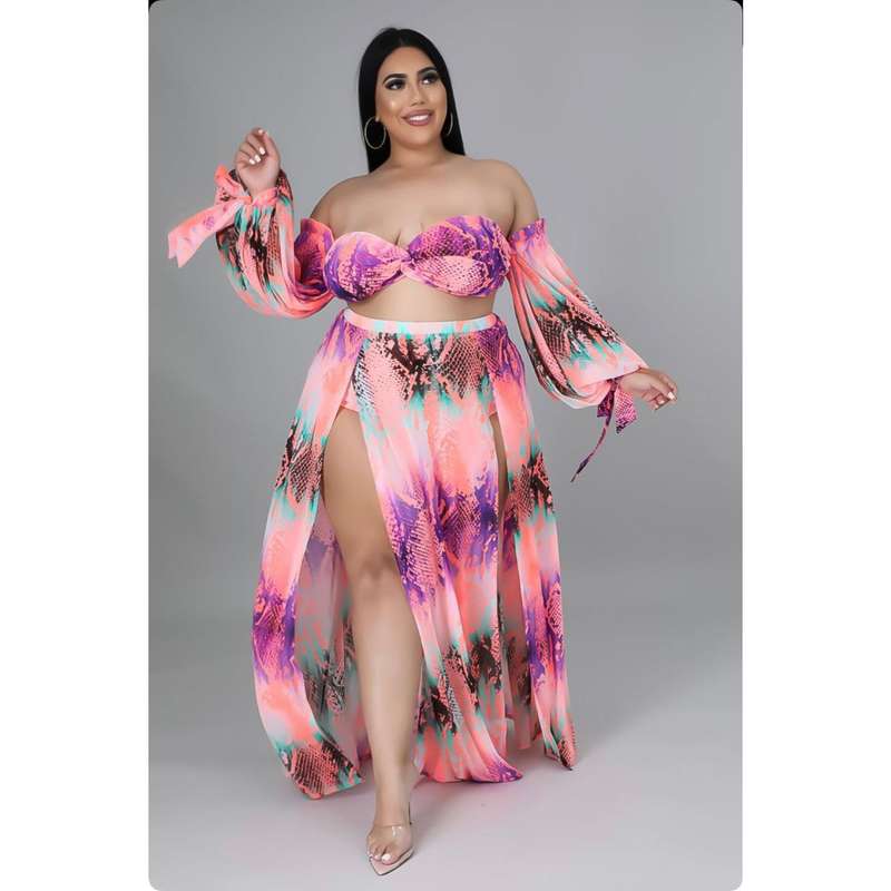 Floral Long Sleeve Top and Skirt Set