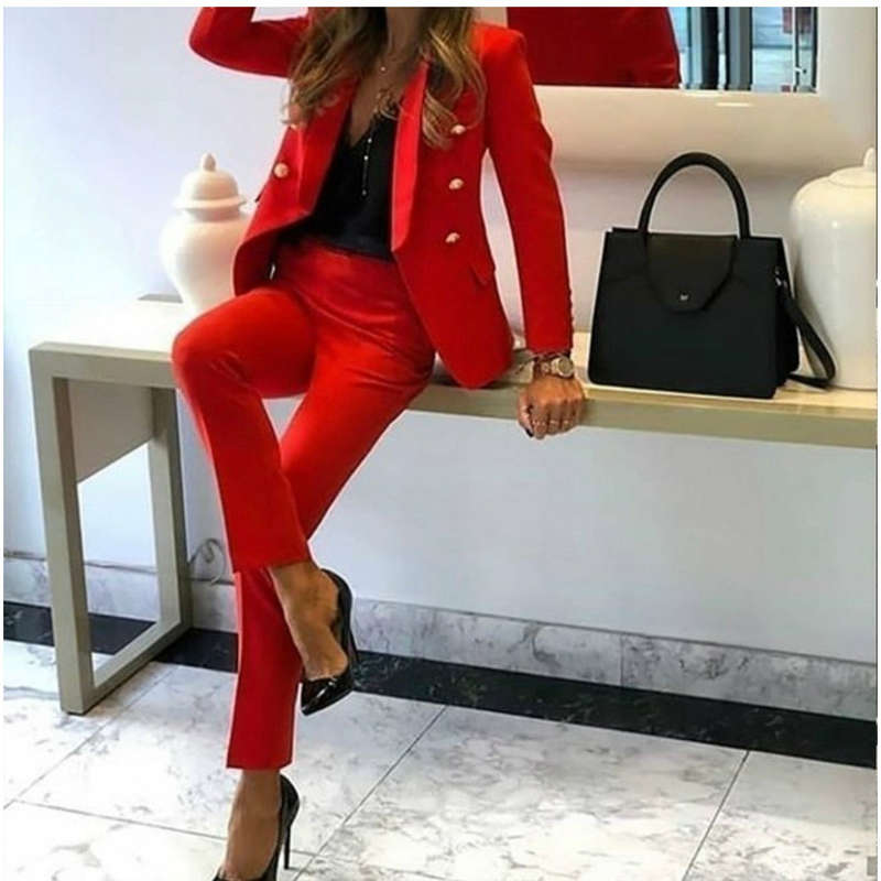 Formal  Suits Blazer And Pants Set - MUSTARD / 3XL