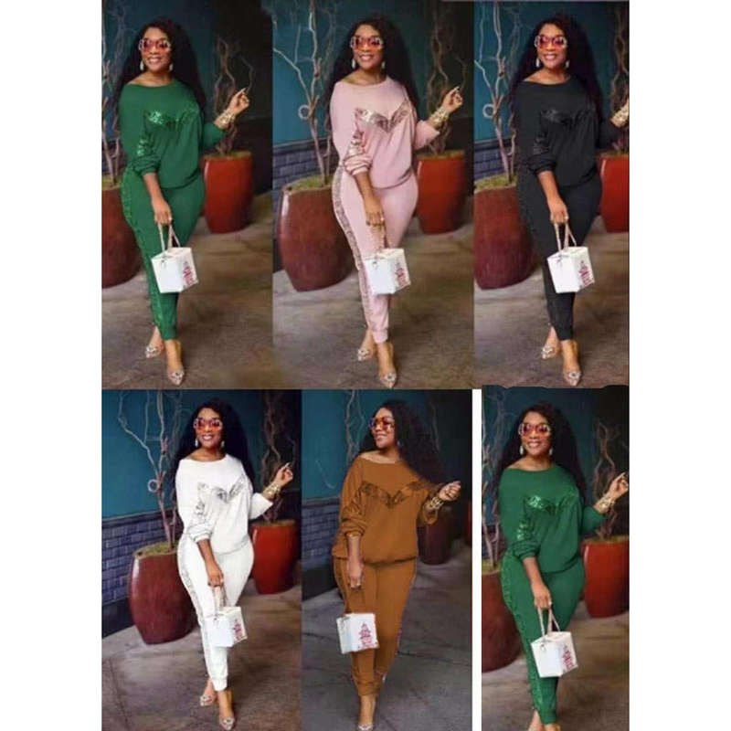 Sequin Long Sleeve Tracksuits Set