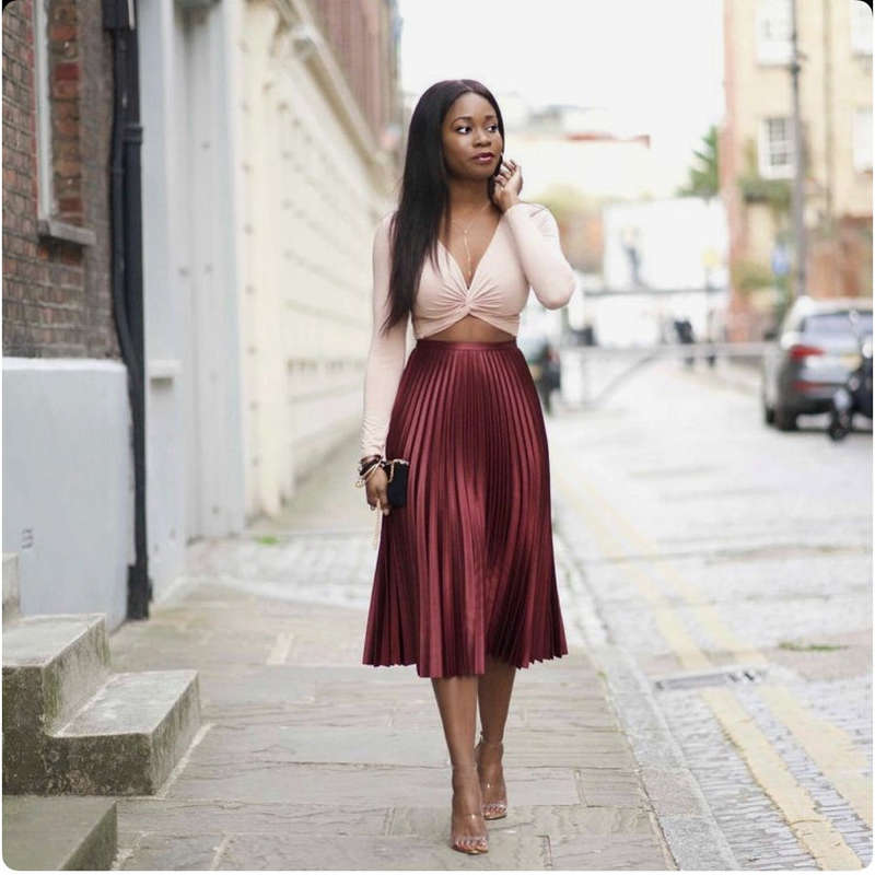 Satin Long Pleated Skirts