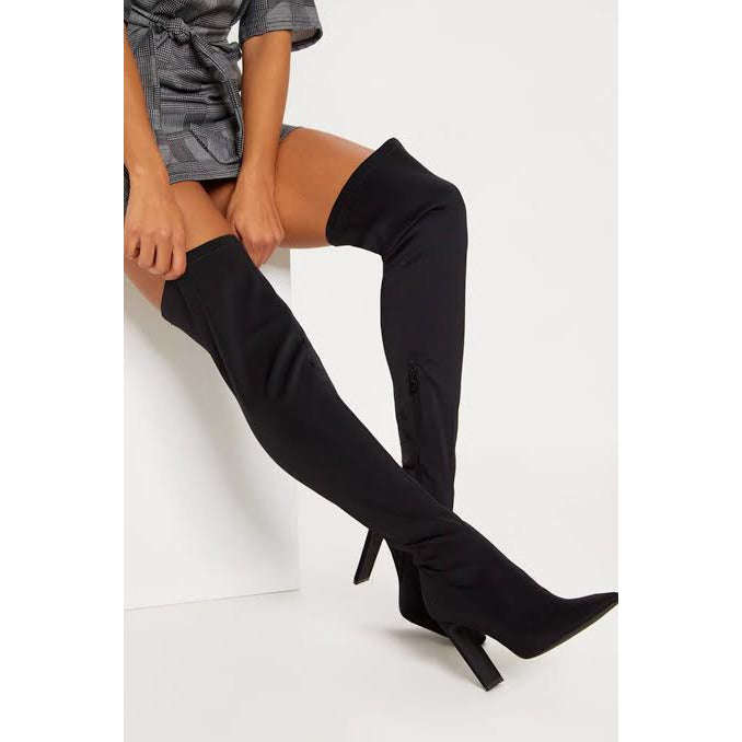 Starchy Suade Knee Boots - RED / 8