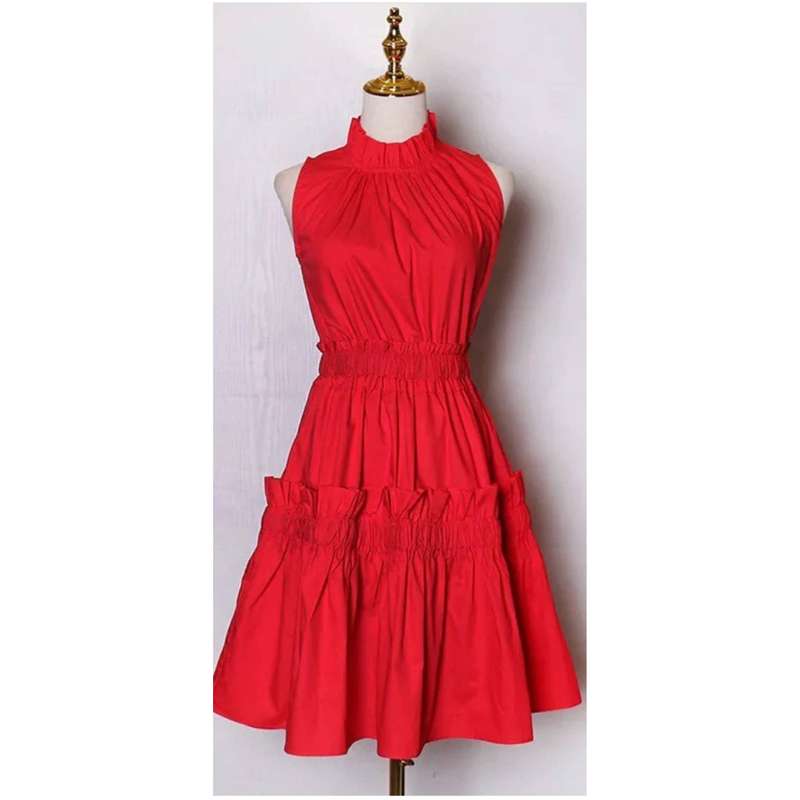 Ruffles Stand Collar Dress