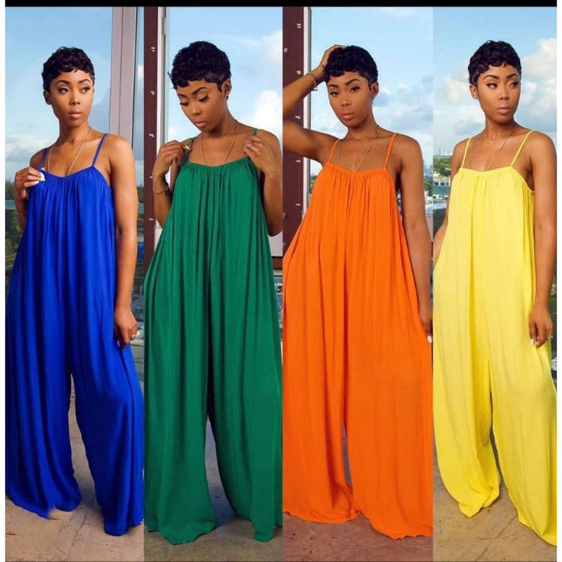Sleeveless Harem Jumpsuit - BLUE / M