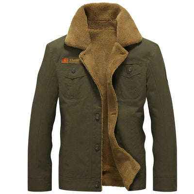 Winter Bomber Jacket Men Air Force Pilot MA1 Jacket Warm Male fur collar Army J... - Army Green / XL