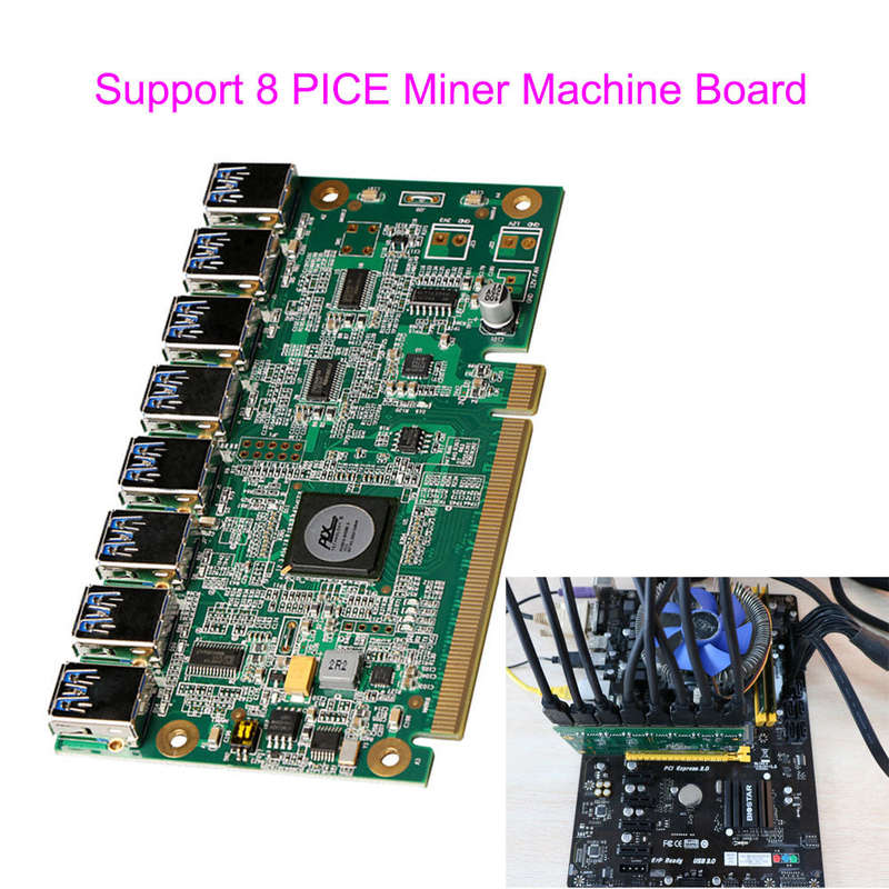 Motherboard PCI Express 1 to 8 Mining Riser Card PCI-E x16 Data Graphics SATA to 8Pin Adapter Car...