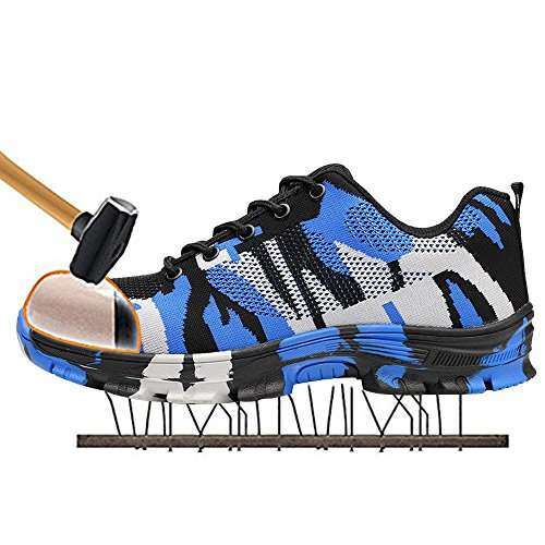 Men's Plus Size Outdoor Steel Toe Cap Military Work & Safety Boots Shoes Me... - Camouflage Blue / 7