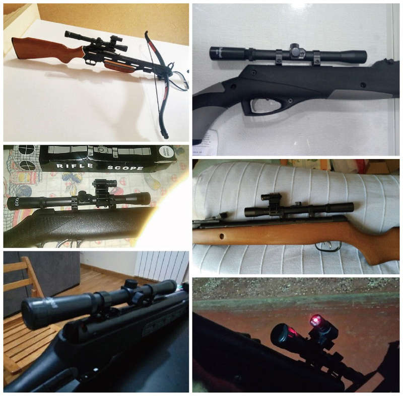 4x20 Air Gun Optics Scope with Red Laser Sight Combo of 11mm Mount for 22 Caliber Riflescope