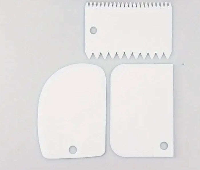 3 Piece Icing scrapers, combs and smooth