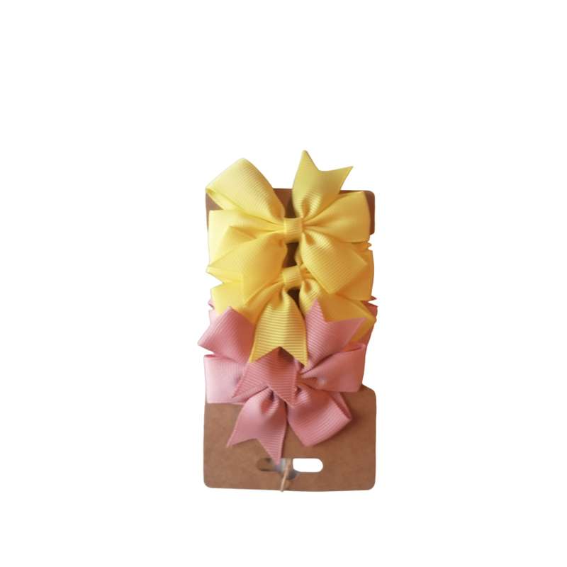 4 Piece Small Hair Bow Clips -Asssorted Colours